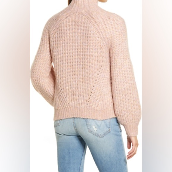 All in Favor Women's Mockneck Pink Puff Sleeve Sweater Size S - Picture 3 of 7